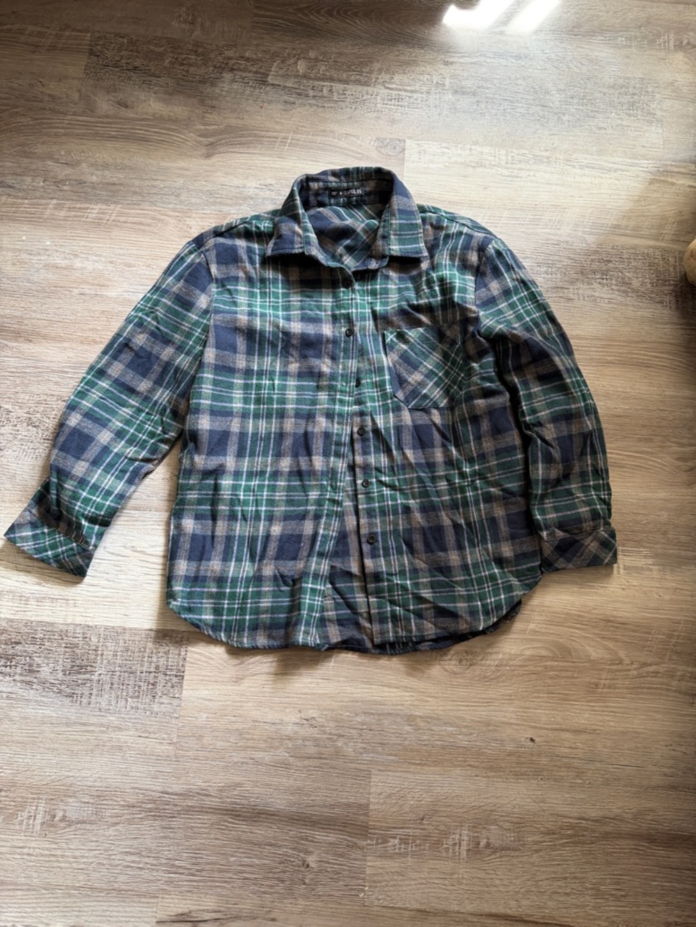 Zaful Green & Blue Plaid Button-Up Shirt